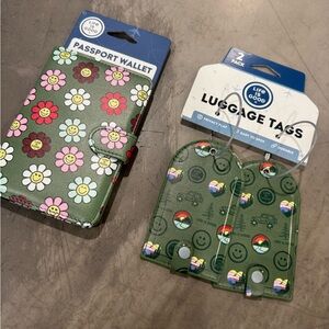 Life Is Good Green Luggage Tags & passport holder w Colorful Designs-style& ease
